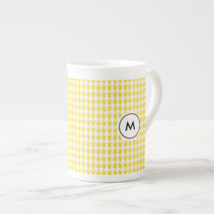 Taza De Porcelana El monograma Latte asalta el   Houndstooth