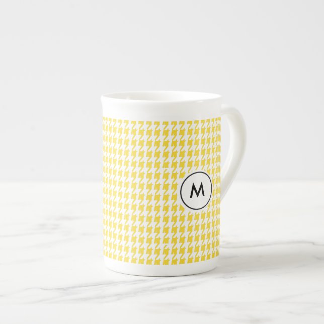 Taza De Porcelana El monograma Latte asalta el | Houndstooth (Derecha)