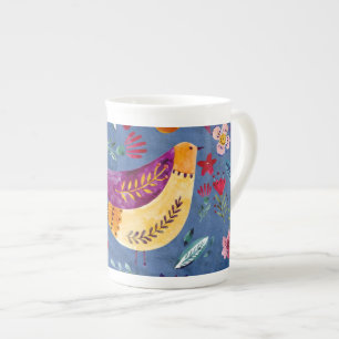 Taza De Porcelana El pájaro temprano en el jardín de flores