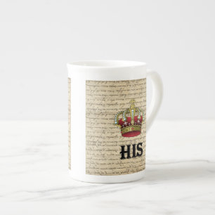 Taza De Porcelana El suyo (corona en el papel del vintage)