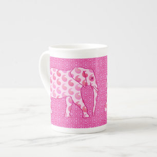 Taza De Porcelana elefante de paisley - rosa hielo y fucsia