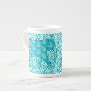 Taza De Porcelana Elefante paisley - turquesa y aqua