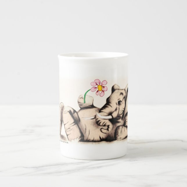 Taza De Porcelana Elefante precioso (Frente)