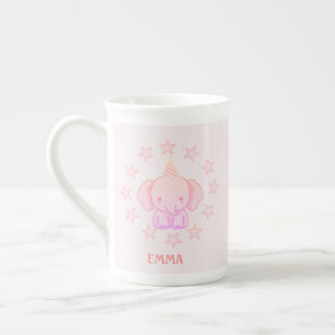 Taza De Porcelana Elefante Rosa Personalizado Lindo