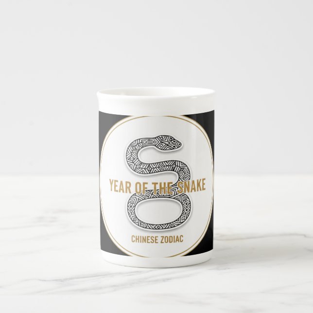 Taza De Porcelana Elegant Snake - Luxury Chinese Zodiac Art & Mystic (Frente)