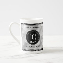 Taza De Porcelana Elegante 10° Aniversario del Boda Tin