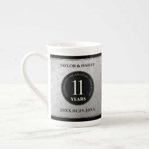 Taza De Porcelana Elegante 11ª celebración del Aniversario del Boda