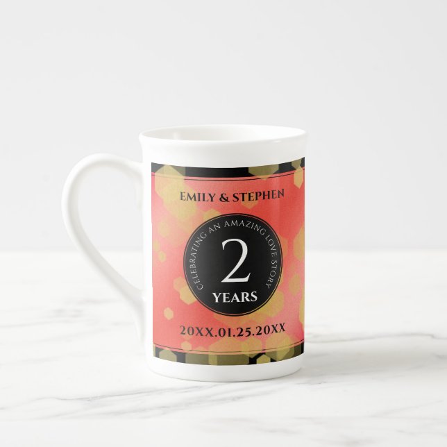 Taza De Porcelana Elegante 2º Aniversario del Boda Garnet (Izquierda)