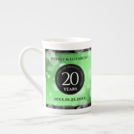 Taza De Porcelana Elegante 20° Aniversario del Boda Esmeralda