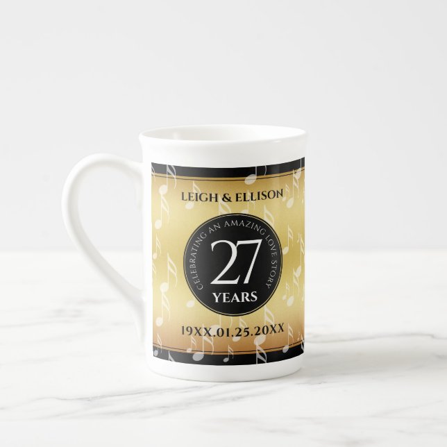 Taza De Porcelana Elegante 27ª celebración del Aniversario del Boda  (Izquierda)