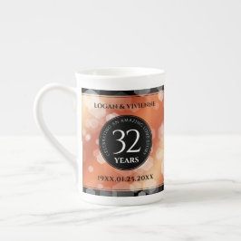Taza De Porcelana Elegante 32° Aniversario del Boda de Bronce