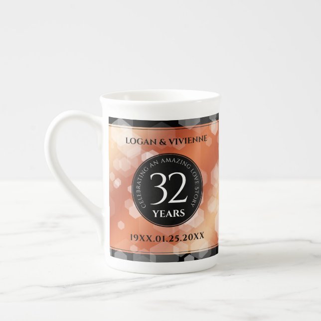 Taza De Porcelana Elegante 32° Aniversario del Boda de Bronce (Izquierda)