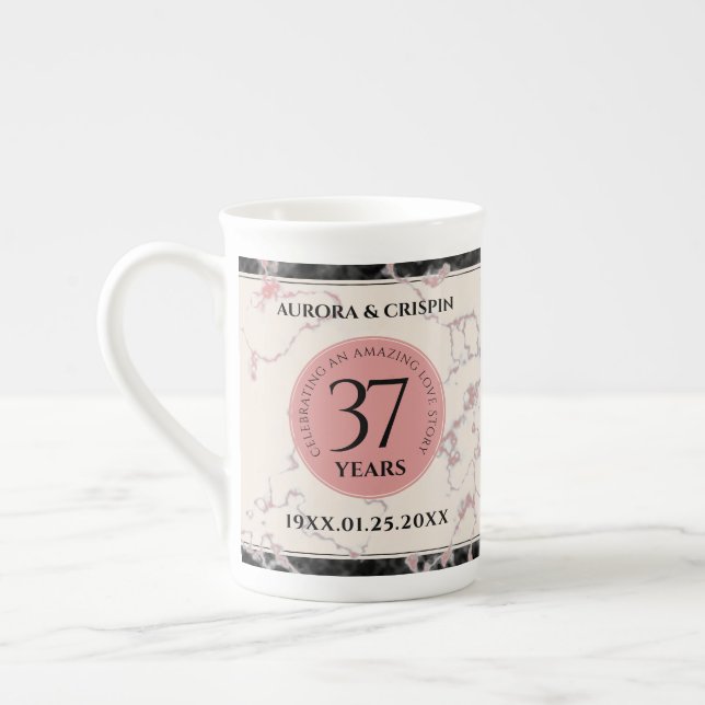 Taza De Porcelana Elegante 37° Aniversario del Boda de Alabastro (Izquierda)