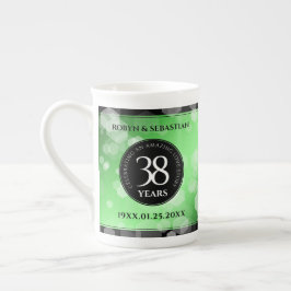 Taza De Porcelana Elegante 38° aniversario de Boda Esmeralda