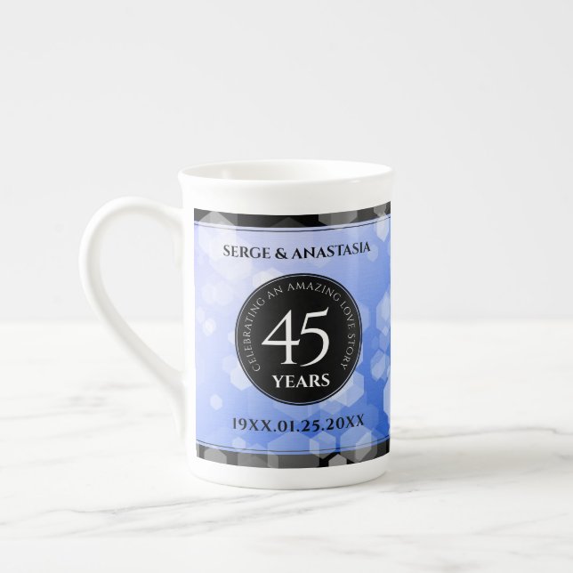 Taza De Porcelana Elegante 45° Aniversario del Boda de Sapphire (Izquierda)