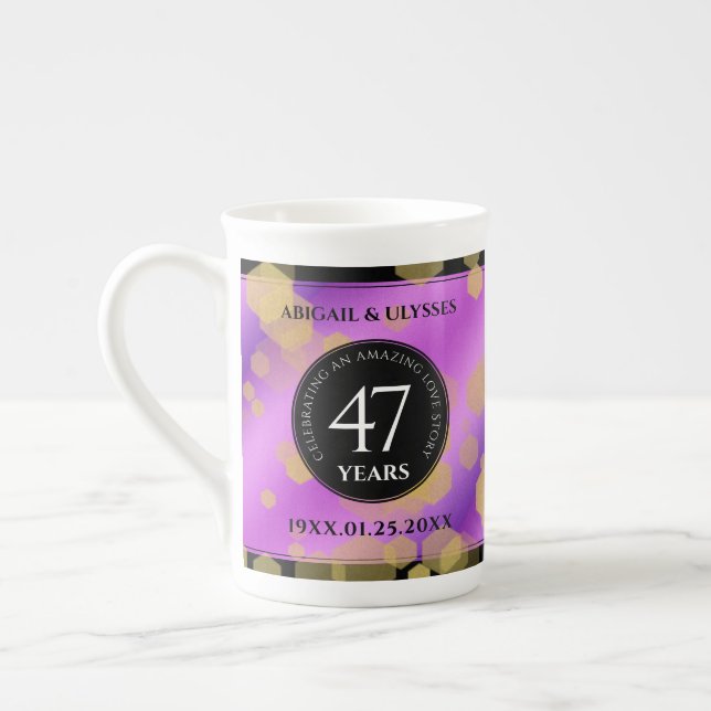 Taza De Porcelana Elegante 47° Aniversario del Boda Ametista (Izquierda)