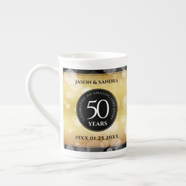 Taza De Porcelana Elegante 50° Aniversario del Boda de Oro (Izquierda)