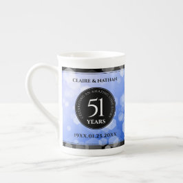 Taza De Porcelana Elegante 51° Aniversario del Boda Sapphire