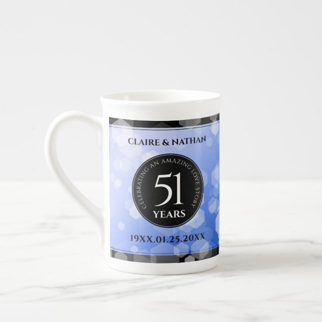 Taza De Porcelana Elegante 51° Aniversario del Boda Sapphire (Izquierda)