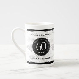 Taza De Porcelana Elegante 60° Aniversario del Boda del Diamante