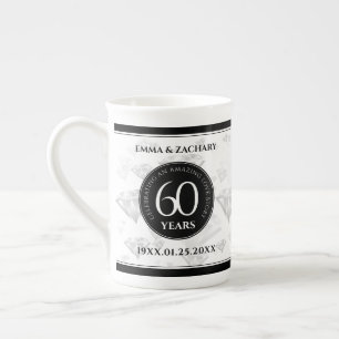 Taza De Porcelana Elegante 60° Aniversario del Boda del Diamante