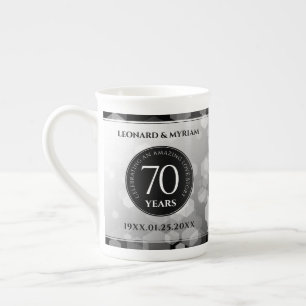 Taza De Porcelana Elegante 70° Aniversario del Boda Platino