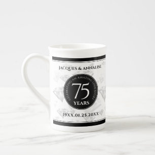 Taza De Porcelana Elegante 75° Aniversario del Boda del Diamante