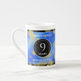 Taza De Porcelana Elegante 9° Aniversario del Boda Lapis Lazuli