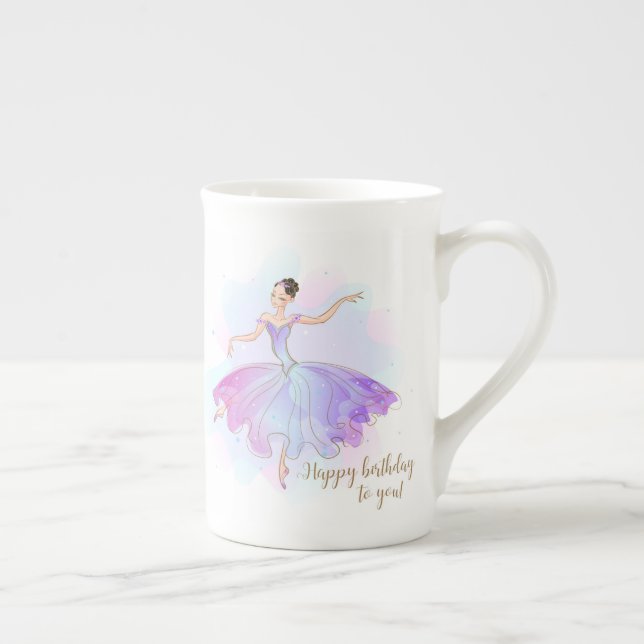 Taza De Porcelana Elegante Ballerina Birthday Wings | Cumpleaños (Derecha)