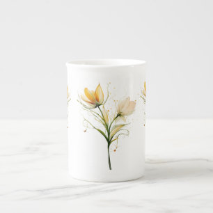 Taza De Porcelana Elegante Bouquet Bone Floral China Mug