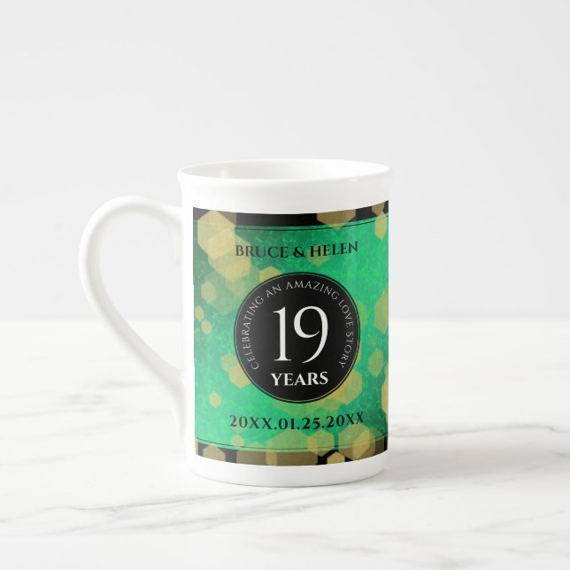 Taza De Porcelana Elegante celebración del 19° Aniversario del Boda  (Izquierda)