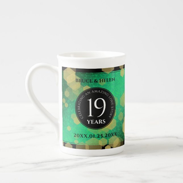 Taza De Porcelana Elegante celebración del 19° Aniversario del Boda  (Izquierda)