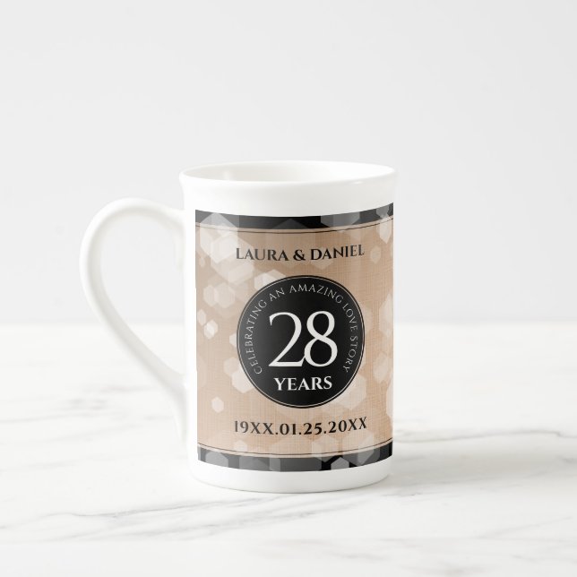 Taza De Porcelana Elegante celebración del 28º Aniversario del Boda  (Izquierda)