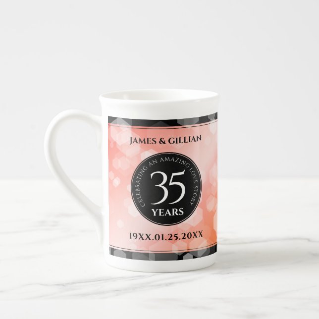 Taza De Porcelana Elegante celebración del 35° aniversario del Boda  (Izquierda)