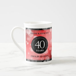 Taza De Porcelana Elegante celebración del 40° Aniversario del Boda 