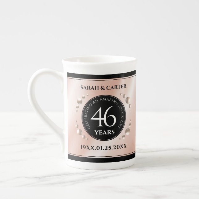 Taza De Porcelana Elegante celebración del 46° Aniversario de la Bod (Izquierda)