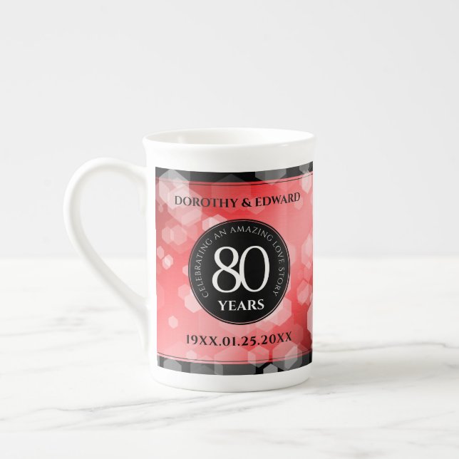 Taza De Porcelana Elegante celebración del 80° Aniversario del Boda  (Izquierda)