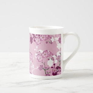 Taza De Porcelana Elegante florecimiento de cerezo blanco rosado de 