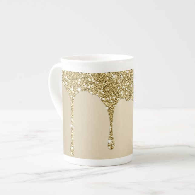 Taza De Porcelana Elegante fusión de oro Purpurinoso Glam (Izquierda)