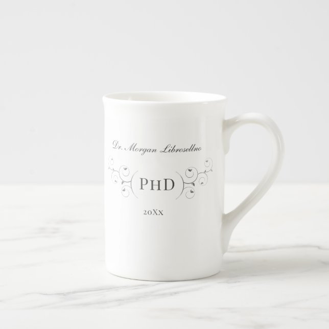 Taza De Porcelana Elegante Graduación de Oro Gris PhD (Derecha)