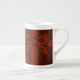 Taza De Porcelana Elegante Navidades Red Bow Detail Bone China Mug