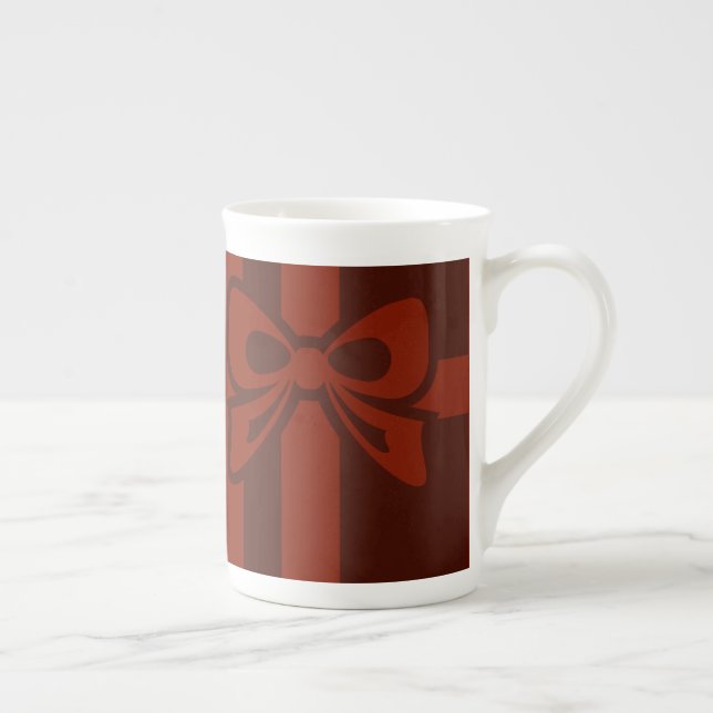 Taza De Porcelana Elegante Navidades Red Bow Detail Bone China Mug (Derecha)
