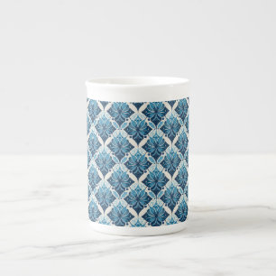 Taza De Porcelana Elegante patrón floral boho en azul