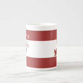 Taza De Porcelana Elegante Songbird rojo y blanco