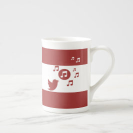 Taza De Porcelana Elegante Songbird rojo y blanco