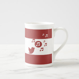Taza De Porcelana Elegante Songbird rojo y blanco