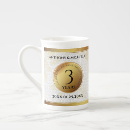 Taza De Porcelana Elegante tercer aniversario Boda de cuero