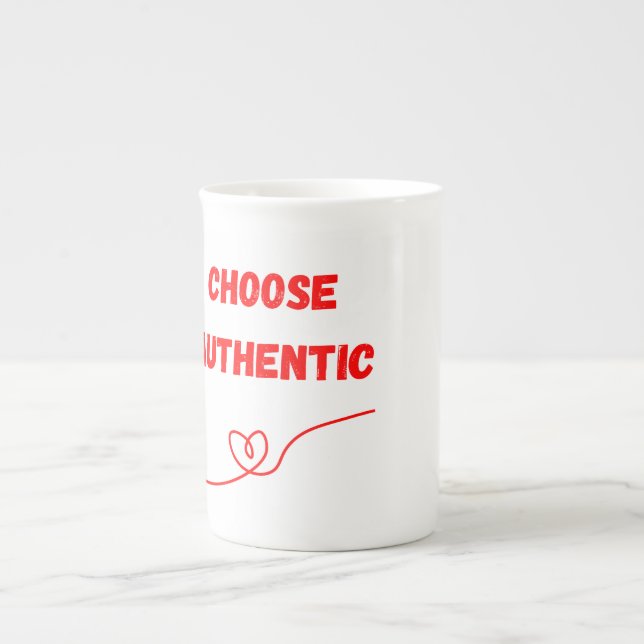 Taza De Porcelana Elegir auténtico - Diseño continuo de líneas de co (Frente)