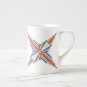 Taza De Porcelana Elementos Art Decó en oro rosa, marrón y azul