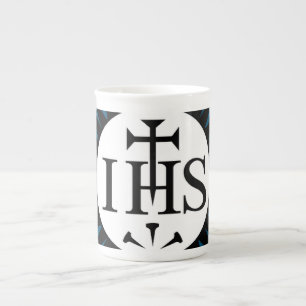 Taza De Porcelana Emblema de la Compañía de Jesús Monograma